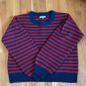 Madewell Red and Blue Striped Crewneck Sweater